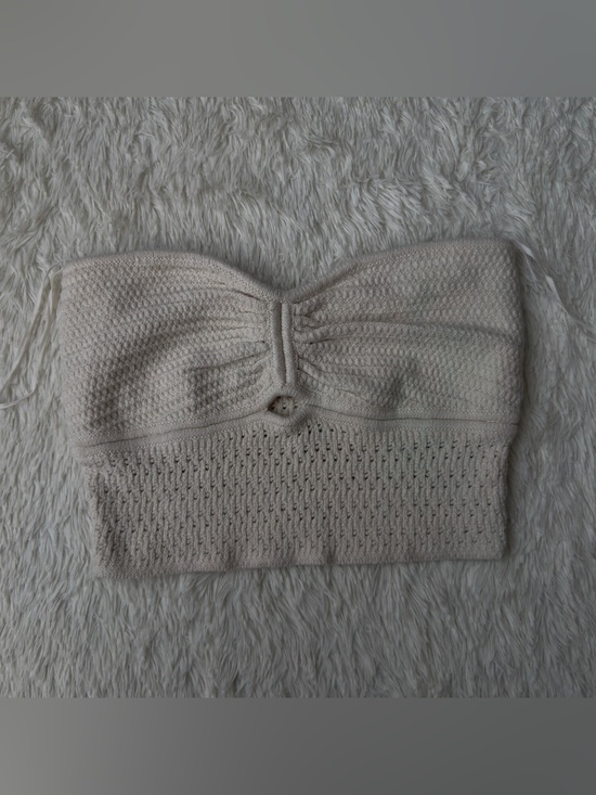 American Eagle Tops - American Eagle Outfitters Cream Knit Strapless Crop Top